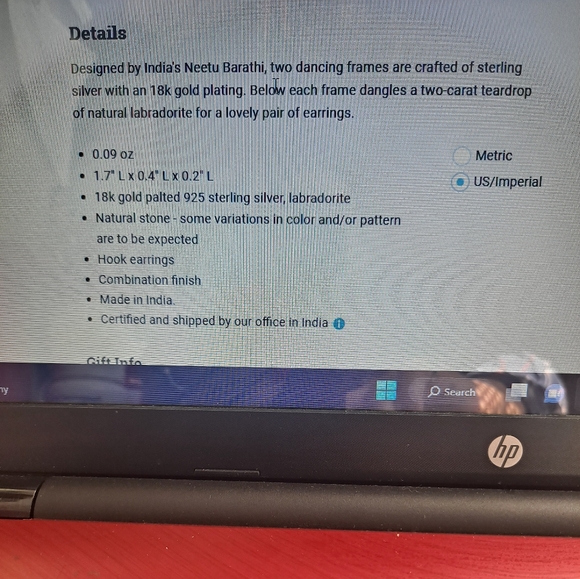 COPY - 18kt Gold Pltd Labradorite Dangle Earrings - Picture 6 of 6